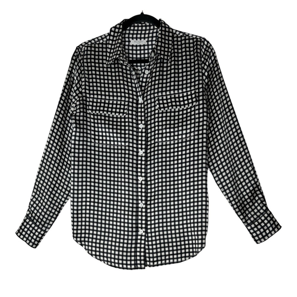 Equipment Femme 100% Silk Shirt Top Women's Small Plaid Long Sleeve Button Front